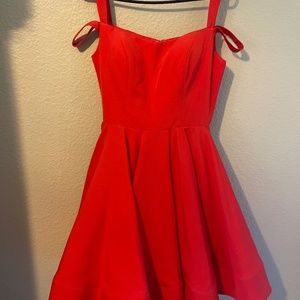 Ieena for Mac Duggal red cocktail